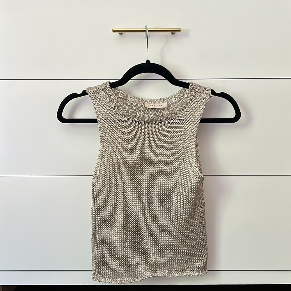 Silver knit tank top size S